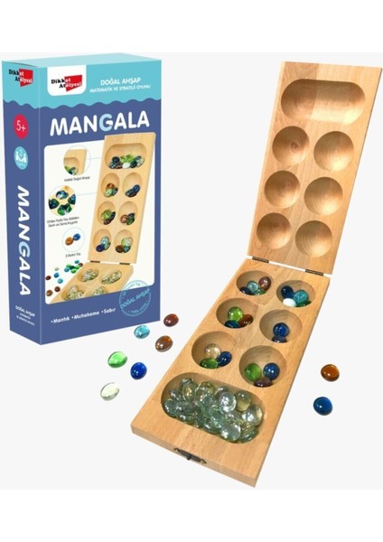 Ahşap Kapaklı Mangala ve Mancala, Kayın Ağacı ve Cam Taşlı El Yapımı