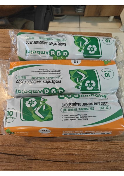 J600 Jumbo Boy Çöp Poşeti 80X110 90 Lt Siyah Renk 3 Lü Paket