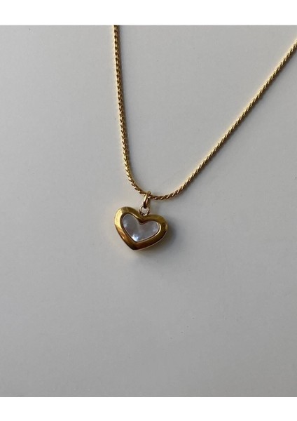 Sedefli Mini Kalp Kolye, Şık ve Zarif Takı, Çelik Malzeme, Hediye Alternatifi fiyatları