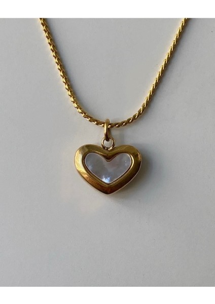 Sedefli Mini Kalp Kolye, Şık ve Zarif Takı, Çelik Malzeme, Hediye Alternatifi fırsatları