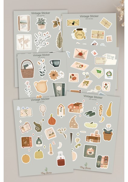 Vintage Sticker 6 Sayfa Scrapbook / Estetik