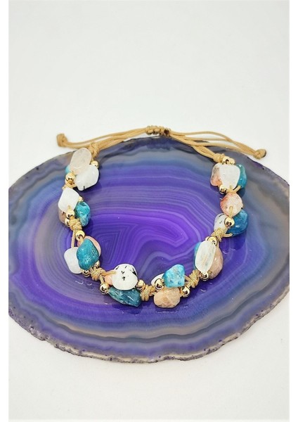 Renkli Doğal Taş Bileklik, Sertifikalı, Zayıflama ve Enerji Desteği