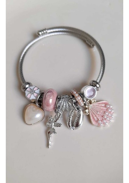 Pembe Deniz Kabuklu Zarif Çarm Bileklik, Gümüş Işıltısı fırsatları