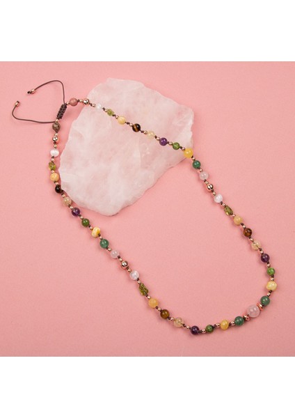 Doğal Taşlı Anne Kolyesi, Kehribar, Pembe Kuvars, Ametist, Kaplan Gözü, Sitrin, Selenit modelleri