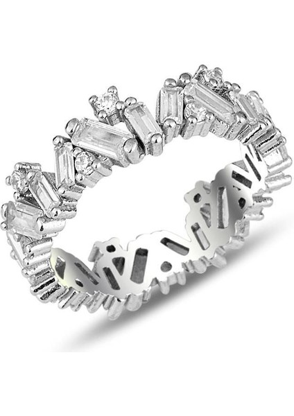 Şık Rodyum Kaplamalı Taşlı Tamtur Kadın Yüzük, Özel Tasarım