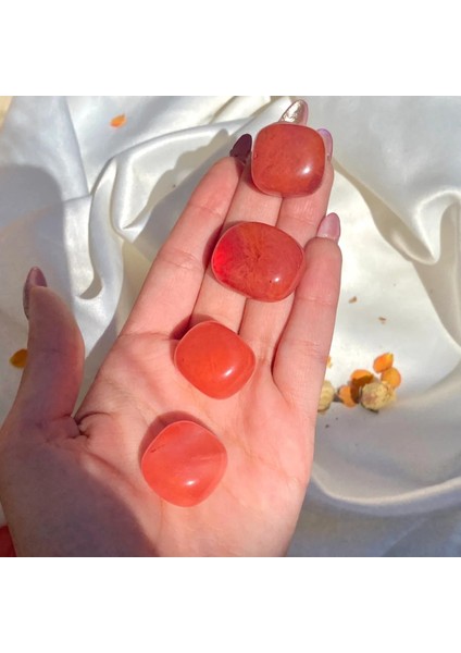 Pembe Kuvars Taşı Tamburlu, Doğal Taş, Yıldız Detaylı, Şık ve Enerji Dolu Tasarım