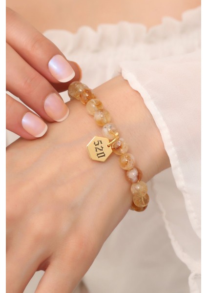 520 Sayı Sekanslı Sitrin Taşı Bileklik, Enerji ve Pozitiflik Için Şık Takı fiyatları
