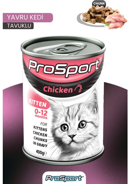 Prosport Chunk Tavuk Etli Yavru Kedi Konserve Mama 400GR indirimleri