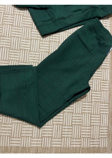 Erkek Oversize Fit Kadife Dokulu Eşofman Takımı **fermuarlı Ceket Veya Yarım Fermarlı Sweatshırt** Baggy Pantolon Yeşil**siyah**bej**