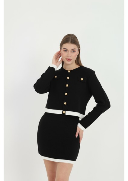 Kadın Hırka Etekli Takım Düğmeli Takma Cepli Düğmeli Takım indirimleri