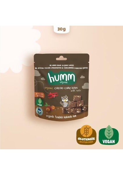 Humm Organik Fındıklı Kakaolu Vegan Kek 30 gr
