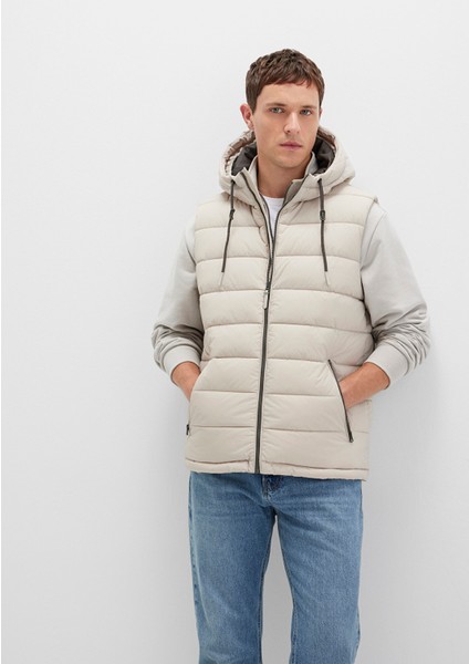 Kapüşonlu Bej Şişme Yelek 0110604-70144