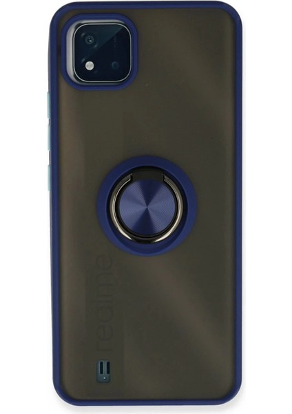 Realme C11 2021 Kılıf Montreal Yüzüklü Silikon Kapak - Lacivert