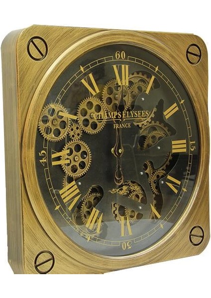 Saat Çarklı Kare Roma Rakamlı Duvar Saati Dekoratif Hediyelik modelleri