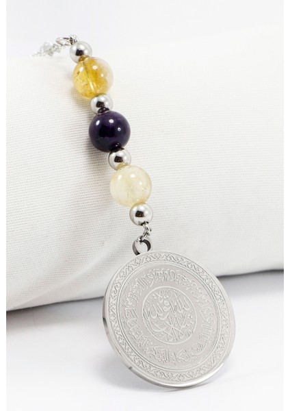 Çelik Ayna Süsü, Ametist ve Sitrin Taşlı Nazar ve Ayetel Kürsi Figürleri fırsatları