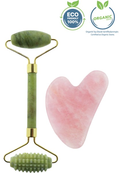 Doğal Taş Yeşim ve Pembe Kalp Yüz Masaj Seti, Rahatlatıcı ve Ferahlatıcı Aletler modelleri