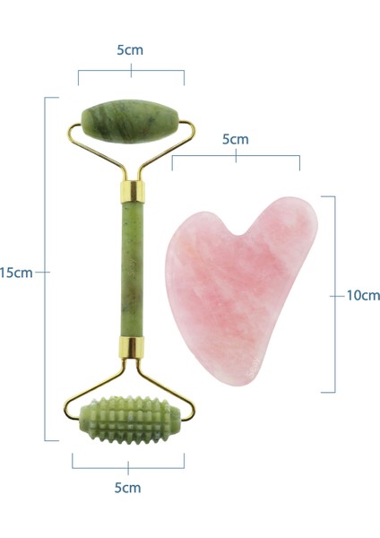 Doğal Taş Yeşim ve Pembe Kalp Yüz Masaj Seti, Rahatlatıcı ve Ferahlatıcı Aletler fırsatları