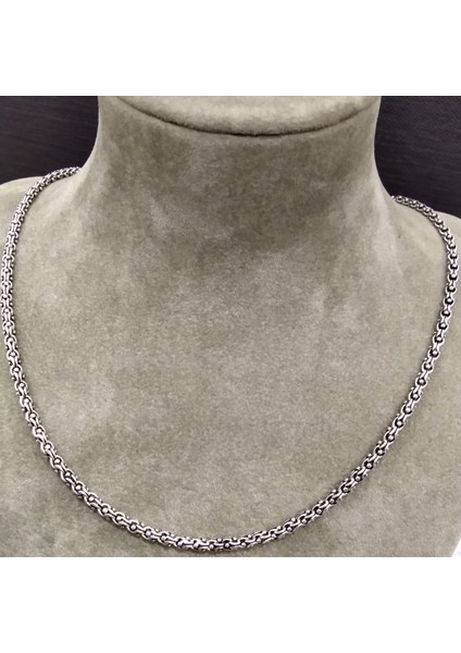 925 Ayar Gümüş Arnavut Model Erkek Kolyesi-Şık TASARIM-55CM/4MM