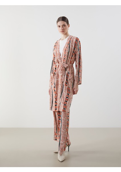 Yeni Sezon Şal Yaka Desenli Oversize Kadın Kimono fiyatları