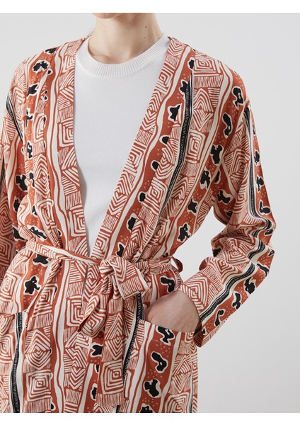 Yeni Sezon Şal Yaka Desenli Oversize Kadın Kimono modelleri