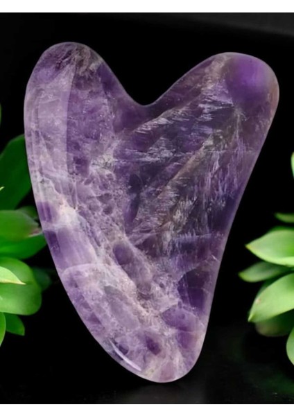 Mor Ametist Doğal Taş Kalpli Gua Sha Masaj Taşı, Sinir Sistemini Destekler fiyatları