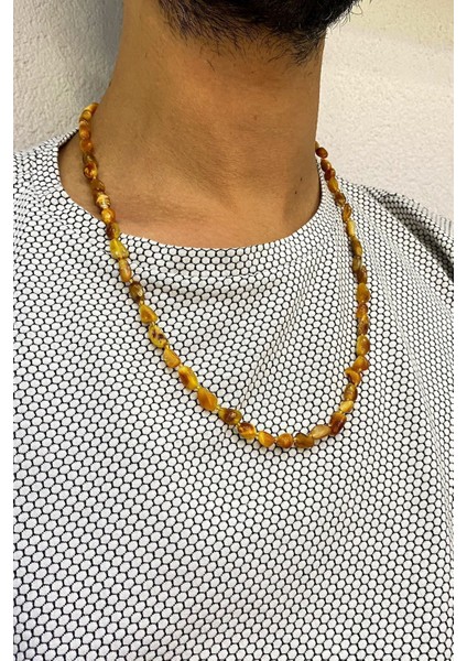 Bej Damla Kehribar Kolye, Doğal ve Şık Takı Seçeneği