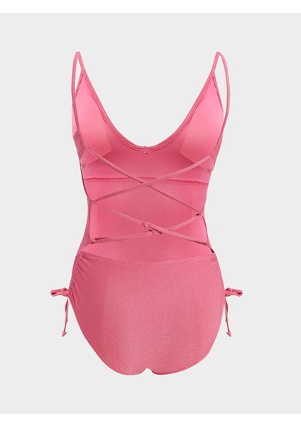 Yeni Sezon V Yaka Parlak Görünümlü Askılı Kadın Mayo fiyatları