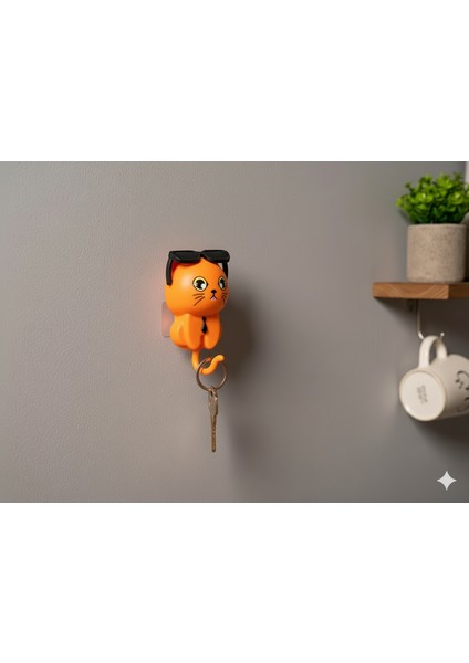 3D Baskı Kedi Tasarımlı Anahtarlık Askısı | Sevimli Duvar Kancası | Dekoratif Anahtarlık Tutucu | Ev ve Ofis Aksesuarı | Hediyelik Eşya modelleri