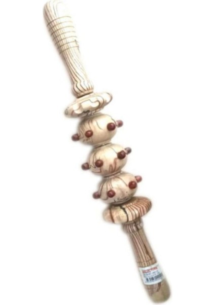 Ahşap Masaj Merdanesi, 5 Tekerlekli, Uzak Doğu Tarzı, 30CM Sağlıklı Masaj Aracı