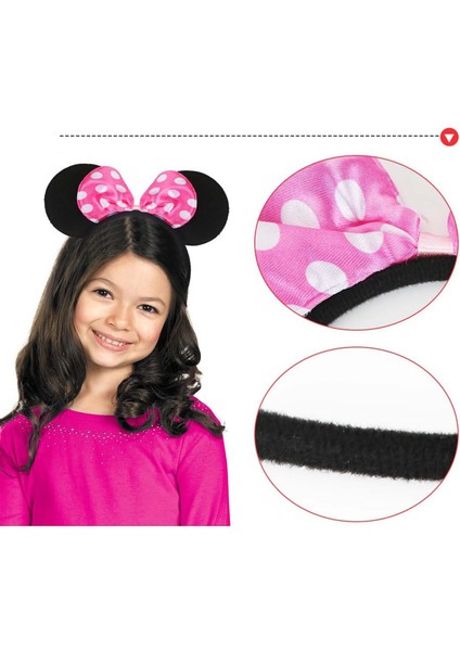 Ds-Derin Pembe Fiyonklu Minnie Mouse Tacı Mini Kulak
