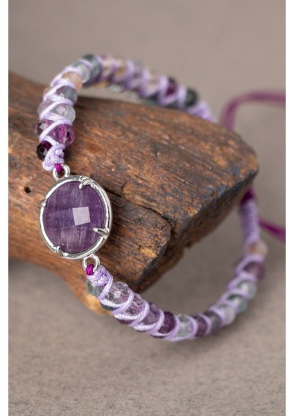 Doğal Taşlı Mor Florit ve Ametrin Kadın Bileklik, Şık ve Enerji Dolu Takı fiyatları