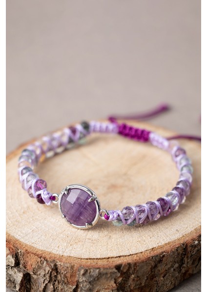 Doğal Taşlı Mor Florit ve Ametrin Kadın Bileklik, Şık ve Enerji Dolu Takı modelleri