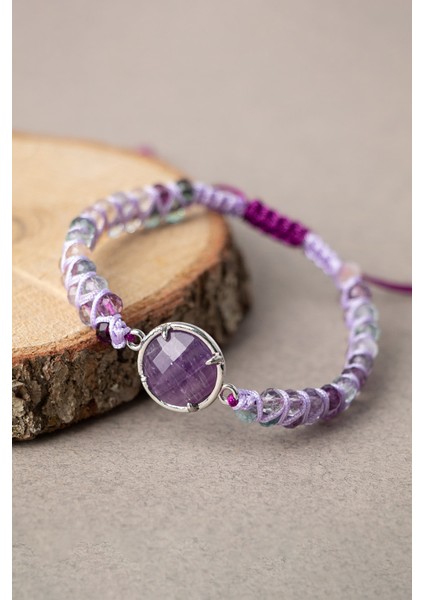 Doğal Taşlı Mor Florit ve Ametrin Kadın Bileklik, Şık ve Enerji Dolu Takı fırsatları