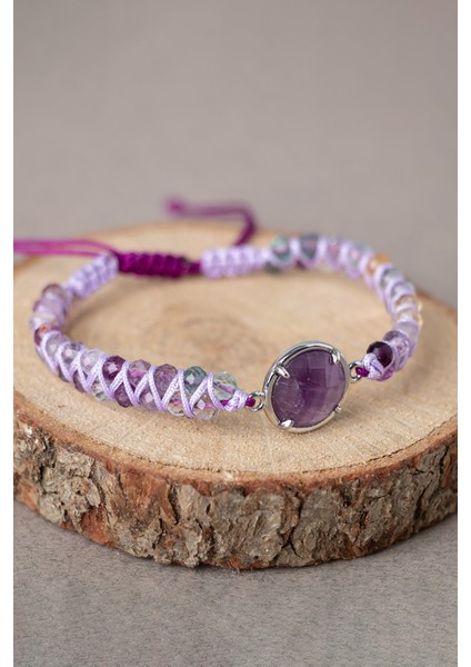 Doğal Taşlı Mor Florit ve Ametrin Kadın Bileklik, Şık ve Enerji Dolu Takı indirimleri