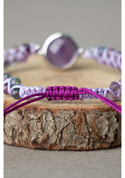 Doğal Taşlı Mor Florit ve Ametrin Kadın Bileklik, Şık ve Enerji Dolu Takı