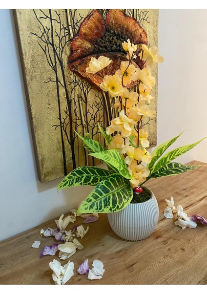 40CM Saksılı Yapay Çiçek, Doğal Taş Yosunlu Balkon ve Masa Dekoru fiyatları