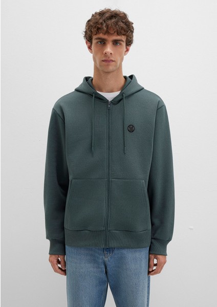 Mühür Logo Nakışlı Kapüşonlu Fermuarlı Yeşil Sweatshirt 066979-71598 fırsatları