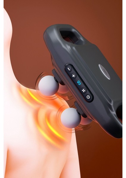 12W Masaj Tabancası, 20 Seviye ve 6 Mod, 4 Başlık, Derin Doku Rahatlatıcı Siyah