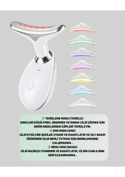 3 Modlu Boyun ve Yüz Bakım Cihazı – Ems, Temizleme, Masaj ve Renkli Işık Terapi fırsatları