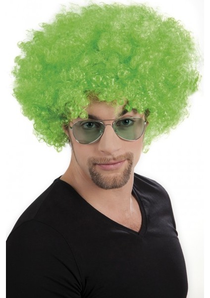 Ds-Derin Yeşil Renk Kıvırcık Afro Bonus Peruk