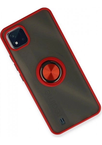 Realme C11 2021 Kılıf Montreal Yüzüklü Silikon Kapak - Kırmızı fiyatları