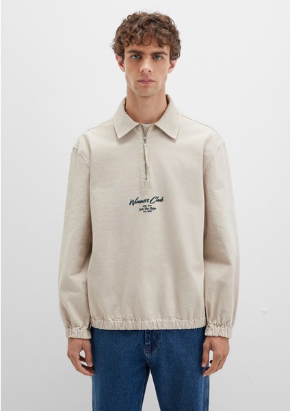 Yarı Fermuarlı Ekru Gömlek 0211784-81202 fırsatları