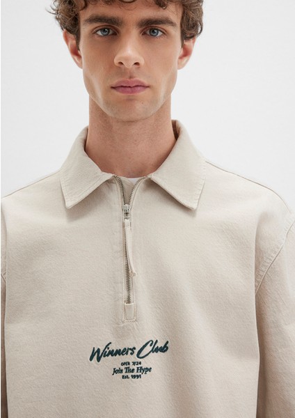 Yarı Fermuarlı Ekru Gömlek 0211784-81202