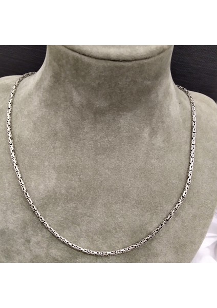 925 Ayar Gümüş Kral Model Erkek Kolyesi-Şık TASARIM-60CM/3MM