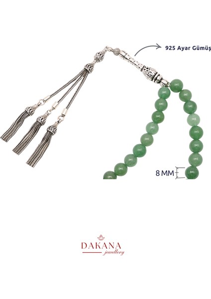 Doğal Yeşil Aventurin Taşı Yengeç Burcu Gümüş Tesbih modelleri