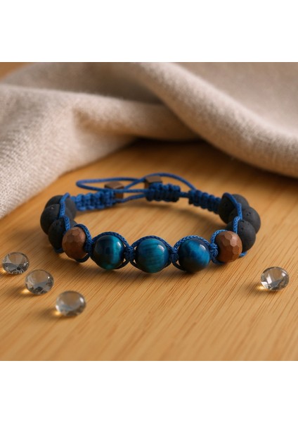 Renkli Doğal Taş Bileklik, Kaplan Gözü ve Hematit, Özgün Takı, El Işçiliği