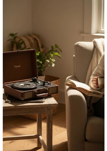 Dahili Hoparlörlü Pikap Müzik Kutusu Usb+Rca+Bluetooth FR-P101 Zenitte