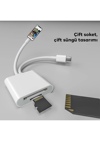 Ally NK-101YST Pro Type-C/lightning To Sd-Tf Kart Çevirici ADAPTÖR-(5775) - ETC7958-9489 fırsatları