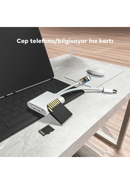 Ally NK-101YST Pro Type-C/lightning To Sd-Tf Kart Çevirici ADAPTÖR-(5775) - ETC7958-9489 indirimleri