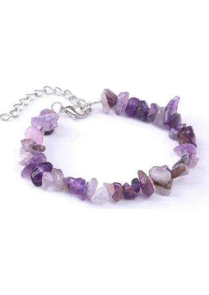 Mor Ametist Taşlı Şık Bileklik, Doğal ve Zarif Tasarım.